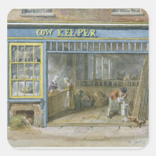 Pegatina Cuadrada Encargado de la vaca, 1825