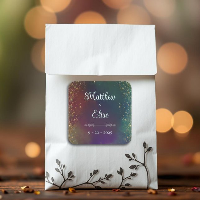 Pegatina Cuadrada Enchanted Forest Fairy Lights Fantasy Wedding (Subido por el creador)