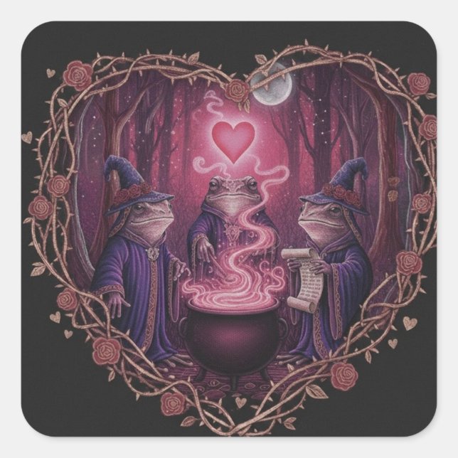 Pegatina Cuadrada EnchantedFrogWitch (Anverso)