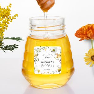 Pegatina Cuadrada Encontró su ducha de miel de miel de morada floral