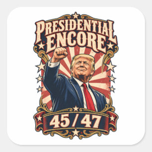 Pegatina Cuadrada Encore Presidencial Puño Levantado 45/47