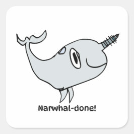 Pegatina Cuadrada Encouragement Sticker for Kids - Narwhal
