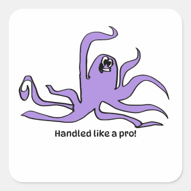 Pegatina Cuadrada Encouragement Sticker for Kids - Octopus (Anverso)