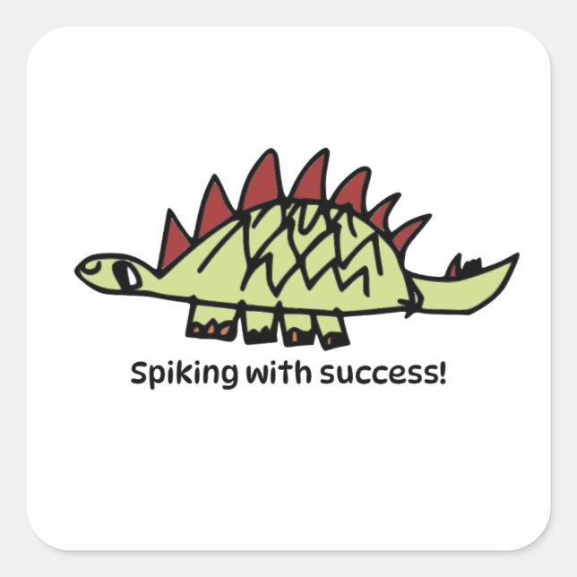 Pegatina Cuadrada Encouragement Sticker for Kids - Stegosaurus (Anverso)