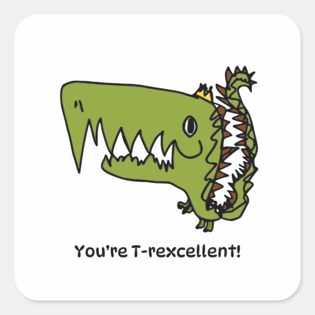 Pegatina Cuadrada Encouragement Sticker for Kids - T-rex (Anverso)