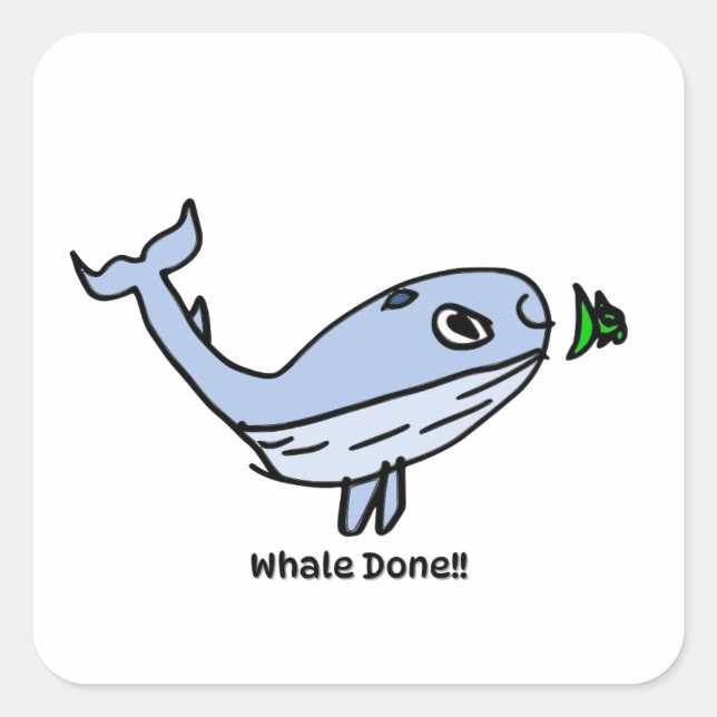 Pegatina Cuadrada Encouragement Sticker for Kids - Whale (Anverso)