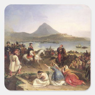 Pegatina Cuadrada Encuentro entre general Nicolás José Maison