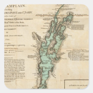 Pegatina Cuadrada Encuesta sobre el lago Champlain