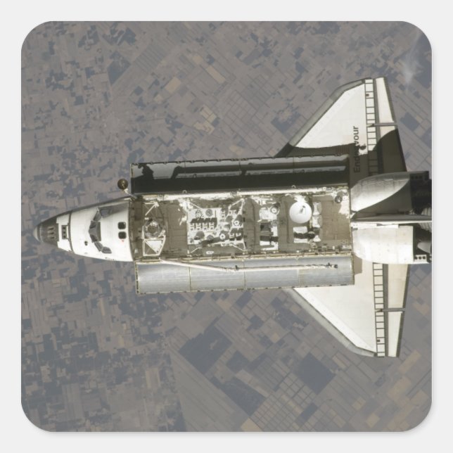 Pegatina Cuadrada Endeavor del transbordador espacial 7 (Anverso)