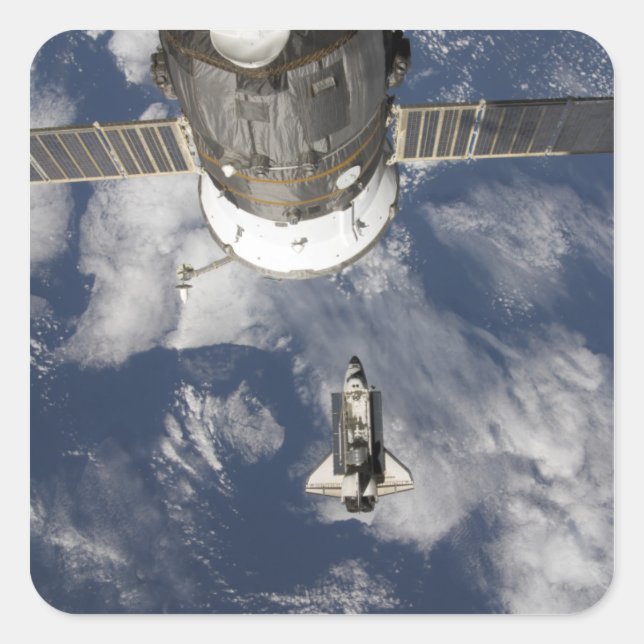 Pegatina Cuadrada Endeavor del transbordador espacial 8 (Anverso)