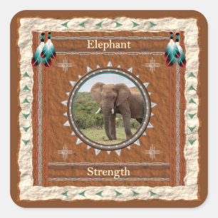 Pegatina Cuadrada Energía de la Fuerza del Elefante
