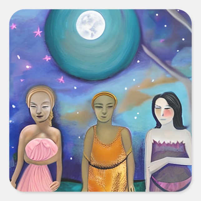 Pegatina Cuadrada Energía de la Luna | Artesanía celeste (Anverso)