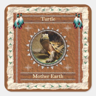 Pegatina Cuadrada Energía de la Madre Tierra Tortuga