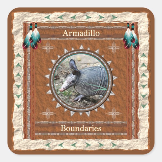Pegatina Cuadrada Energía Límite del Armadillo (Anverso)