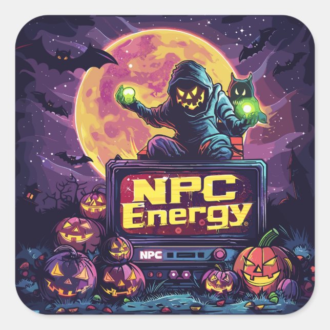 Pegatina Cuadrada Energía NPC | ExDesigner | Halloween (Anverso)