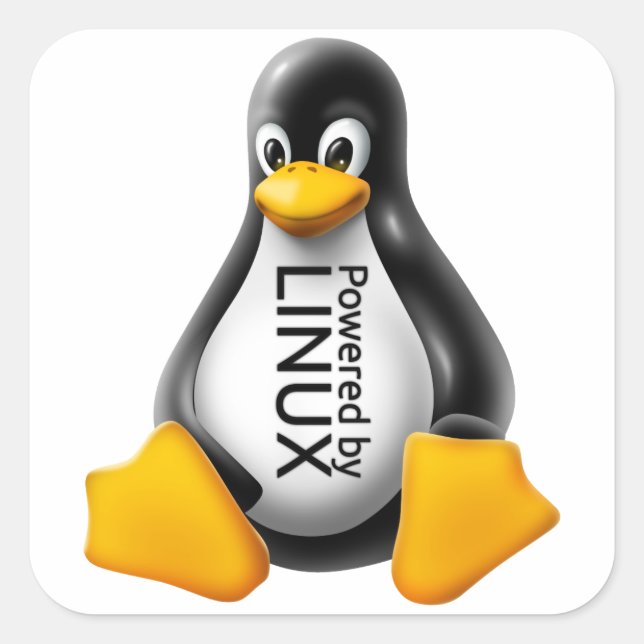 Pegatina Cuadrada Energizado por Linux (Anverso)