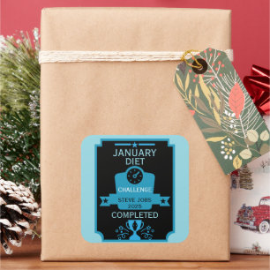 Pegatina Cuadrada Enero: Felicitaciones por pérdida de peso