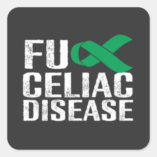 Pegatina Cuadrada Enfermedad Celíaca FU - Blanco y Verde