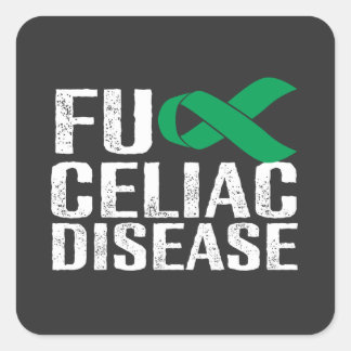 Pegatina Cuadrada Enfermedad Celíaca FU - Blanco y Verde