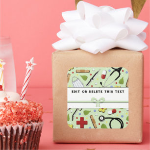 Pegatina Cuadrada Enfermera