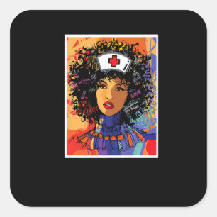 Pegatina Cuadrada enfermera afro negra mes de la historia negra amer