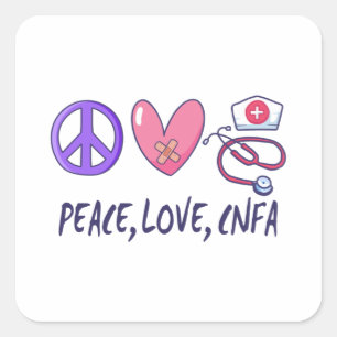Pegatina Cuadrada Enfermera CNFA Paz Amor