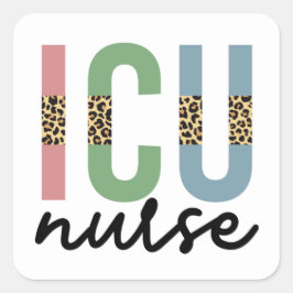 Pegatina Cuadrada Enfermera de la UCI Cheetah RN Enfermera regalos d