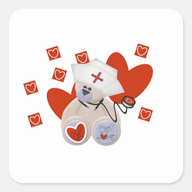 Pegatina Cuadrada Enfermera de oseos con amor camisetas y regalos (Anverso)