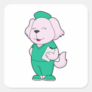 Pegatina Cuadrada Enfermera de perros