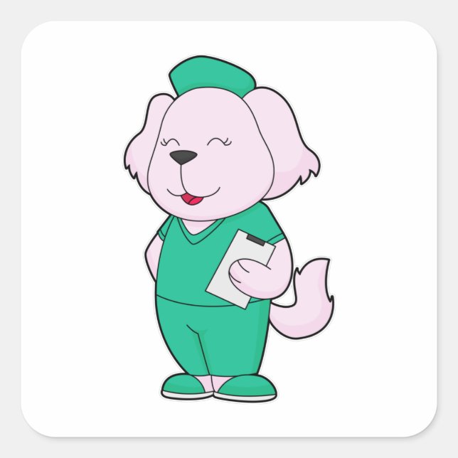 Pegatina Cuadrada Enfermera de perros (Anverso)
