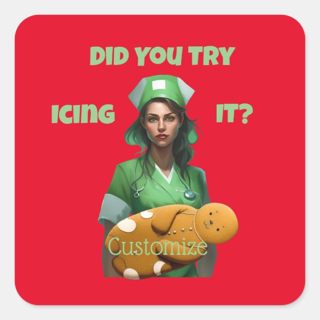 Pegatina Cuadrada Enfermera divertida que la hace Thunder_Cove (Anverso)