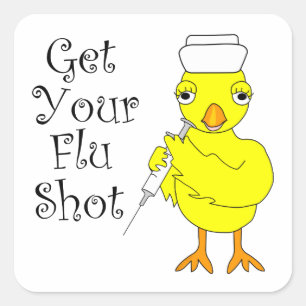 Pegatina Cuadrada Enfermera Flu Shot Chick