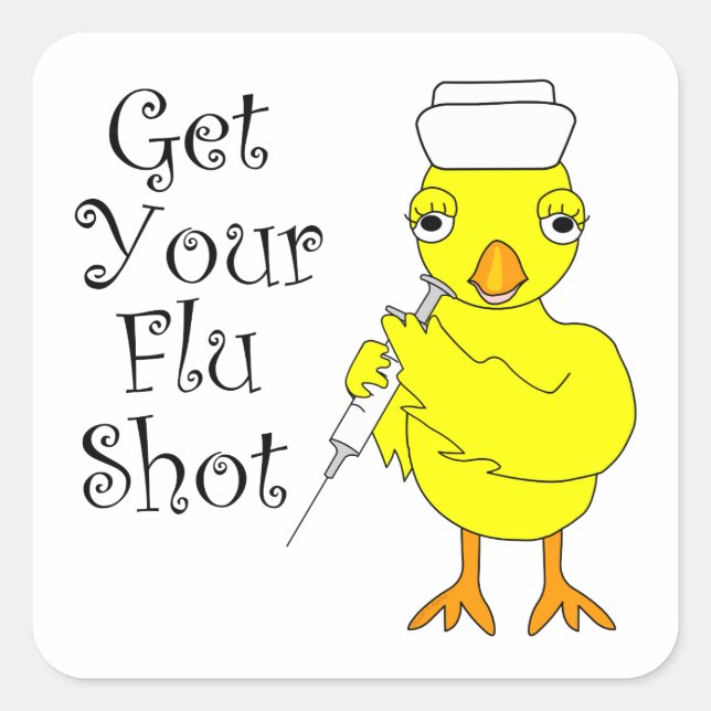 Pegatina Cuadrada Enfermera Flu Shot Chick (Anverso)