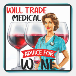 Pegatina Cuadrada Enfermera Nostálgica Cute Pinup Asesoramiento Come