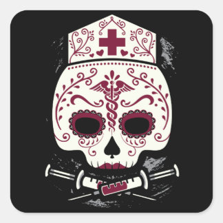 Pegatina Cuadrada Enfermera Sugar Skull