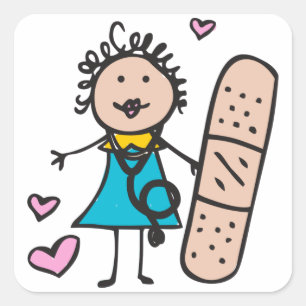 Pegatina Cuadrada Enfermeras