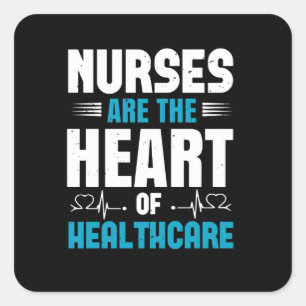 Pegatina Cuadrada Enfermeras De Corona - Corazón De La Atención De S