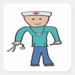 Pegatina Cuadrada Enfermero