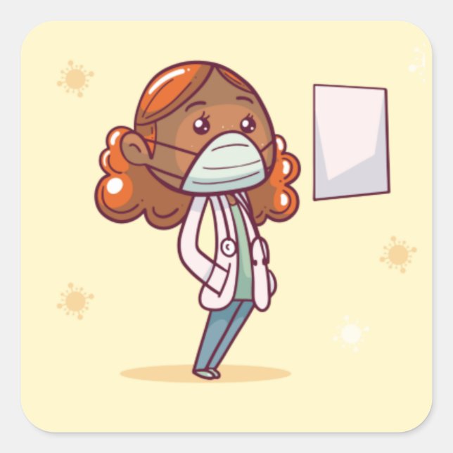 Pegatina Cuadrada Enfermero (Anverso)