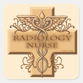 Pegatina Cuadrada Enfermero de Radiología de Caduceus Cross