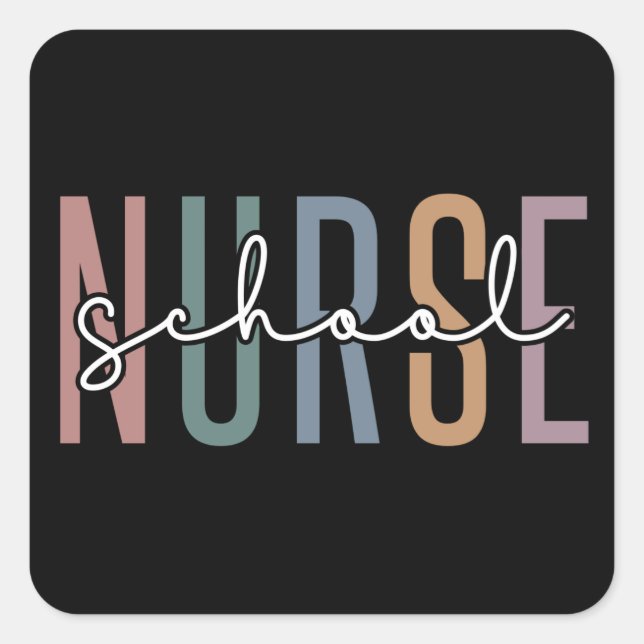 Pegatina Cuadrada Enfermero escolar | Enfermero escolar RN aprecio r (Anverso)