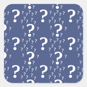 Pegatina Cuadrada enigma de enigma de interrogación misterioso azul