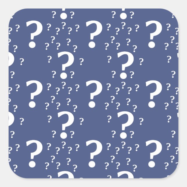 Pegatina Cuadrada enigma de enigma de interrogación misterioso azul (Anverso)