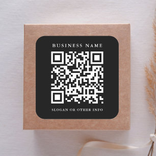 Pegatina Cuadrada Enlace de código QR Nombre de negocio minimalista