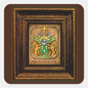 Pegatina Cuadrada Enmarcado del escudo de armas de la familia holand