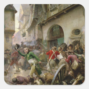 Pegatina Cuadrada Enrique de La Rochejaquelein en la batalla de