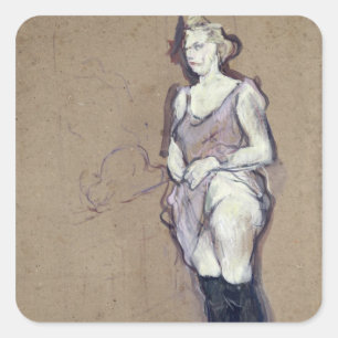 Pegatina Cuadrada Enrique de Toulouse-Lautrec el   la inspección