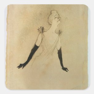 Pegatina Cuadrada Enrique de Toulouse-Lautrec el   Yvette Guilbert,