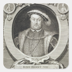 Pegatina Cuadrada Enrique VIII (1491-1547), después de un cuadro en