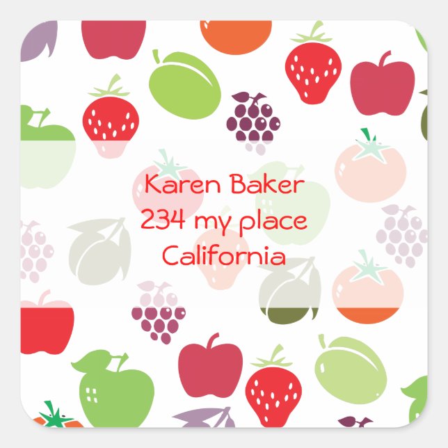 Pegatina Cuadrada Ensalada de frutas (Anverso)